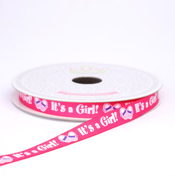 Pink Printed Grosgrain Ribbon 10 Yards 3/8
