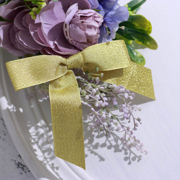 Elevate Your Event Decor with Gold Glitter Ribbon Bows