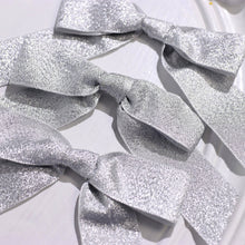 Silver Glitter Nylon Bows 50 pcs 4 Inch With Twist Ties