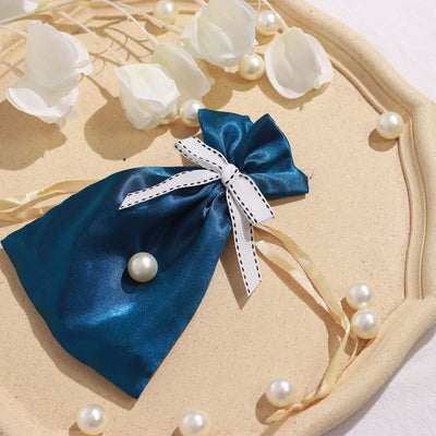 50 Pcs Saddle Stitch Ribbon Bows With Twist Ties, Gift Basket Party Favor Bags Decor - White/Black Polyester 3"