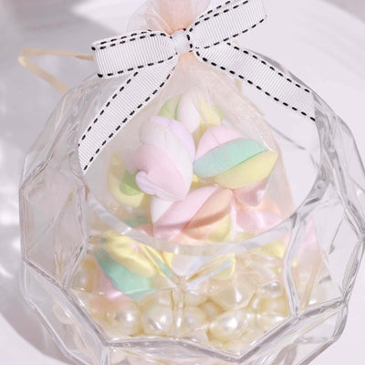 50 Pcs Saddle Stitch Ribbon Bows With Twist Ties, Gift Basket Party Favor Bags Decor - White/Black Polyester 3"