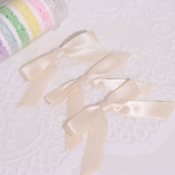 Add Elegance to Your Creations with Beige Satin Ribbon Bows