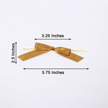 Gold 3 Inch Satin Decor For Gift Bags With Ribbon Bow And Twist Ties