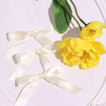 Ivory Satin Ribbon Bows for Elegant Event Decor