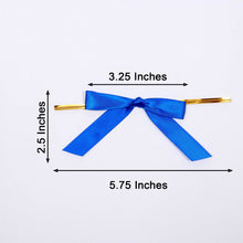 50 Royal Blue Pre Tied Satin Bows For Gifts 3 Inch With Twist Ties