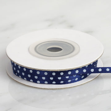 Navy Blue Satin Polka Dot Ribbon: Add Elegance to Your Event Decor