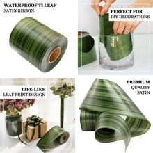 4 Inch Green Ti Leaf Two Sided And Waterproof Satin Ribbon Wrap 50 Yard 