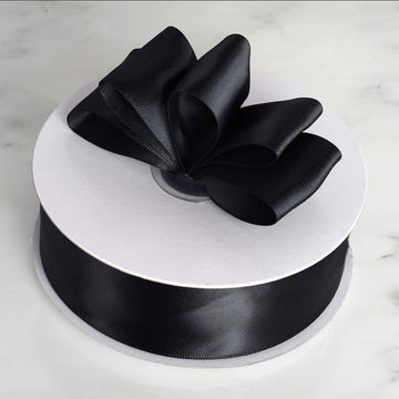 Black Single Face Decorative Satin Ribbon 50 Yards 1.5 inch - Add Elegance to Your Event Decor
