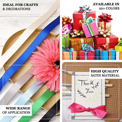 Satin ribbons in various colors for crafts and decorations, high quality material.