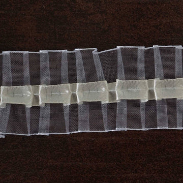 Elegant Ivory Double Layered Insertion Ruffled Lace Trim