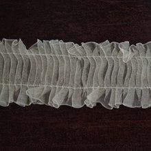 25 Yards Ivory Insertion Ruffled Lace Trim On Satin Edged Organza Fabric