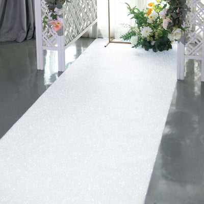 Glittering white aisle runner for weddings and events