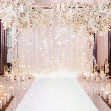 Add a Touch of Elegance with the White Sparkle Glitter Wedding Aisle Runner