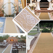 Natural Aisle Runner 30 Feet With White Floral Lace Border Jute Burlap