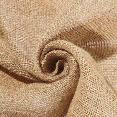 Natural burlap fabric texture close-up, showcasing its woven detail.