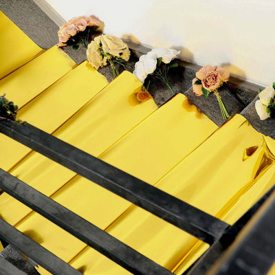 Yellow stairs adorned with flowers, creating a vibrant and inviting atmosphere.