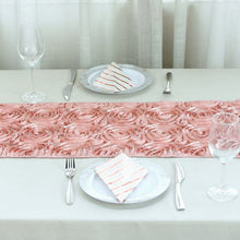 14 Inch x 108 Inch Table Runner Dusty Rose Grandiose 3D Rosette Satin Fabric