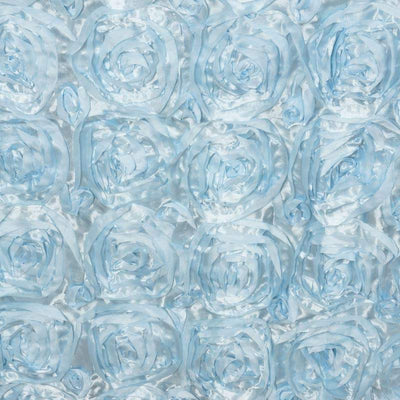 Light blue rose-patterned fabric texture.