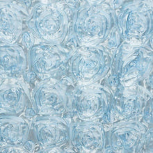 Light Blue Grandiose 3D Rosette Satin Table Runner 14 Inch x 108 Inch#whtbkgd