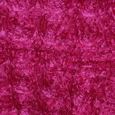 Textured fuchsia fabric with rose patterns for elegant decor.