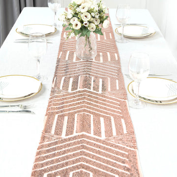 Add Sparkle and Glamour to Your Event with the Rose Gold Diamond Glitz Sequin Table Runner