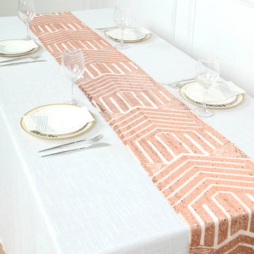 Create a Luxurious and Elegant Atmosphere with the Rose Gold Diamond Glitz Sequin Table Runner