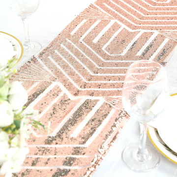 Elevate Your Decor in Style with the Geometric Lines Sequin Table Runner