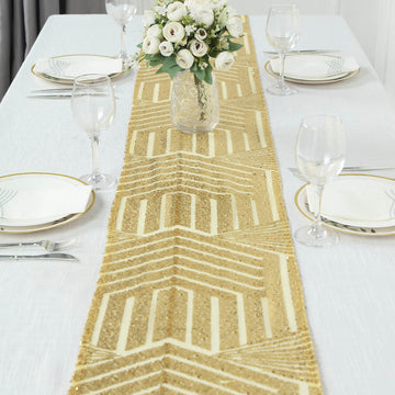 Add a Touch of Glamour with the Gold Diamond Glitz Sequin Table Runner