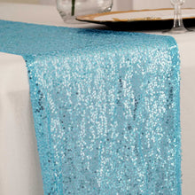 Serenity Blue Premium 12 Inch x 108 Inch Sequin Table Runner#whtbkgd