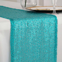 Turquoise Premium 12 Inch x 108 Inch Sequin Table Runner#whtbkgd