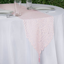 14 Inch x 108 Inch Table Runner In Blush Rose Gold Polyester Lace