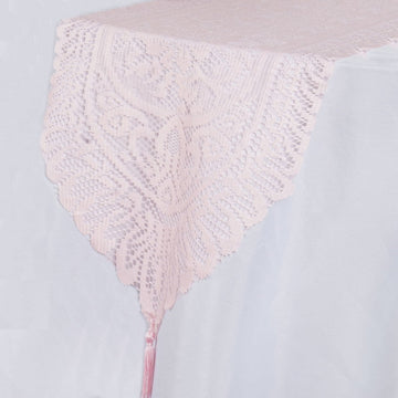 Enhance Your Table Decor with the Blush Lace Floral Embroidered Table Runner