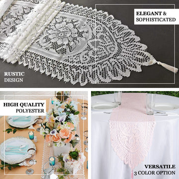 Create an Enchanting Atmosphere with the Blush Lace Floral Embroidered Table Runner