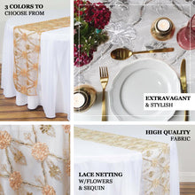 Gold Extravagant Fashionista Style 14 Inch x 108 Inch Lace Netting Table Runner