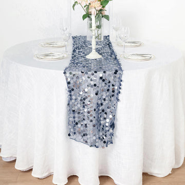 Elevate Your Event Decor with the Dusty Blue Sequin Table Runner