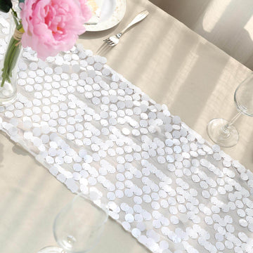 Enhance Your Event Decor with the White Big Payette Sequin Table Runner
