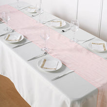 Blush Rose Gold Accordion Crinkle Taffeta Table Linen Runner 12 Inch By 108 Inch