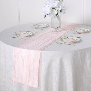 Elevate Your Event Decor with the Blush Accordion Crinkle Taffeta Table Runner