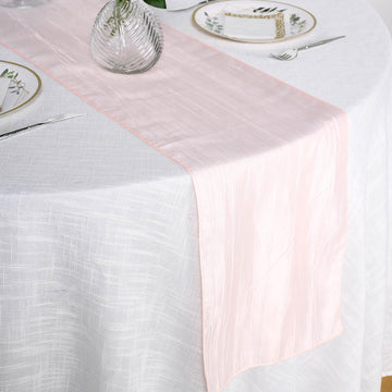 Enhance Your Table Decor with the Blush Accordion Crinkle Taffeta Table Runner