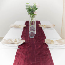 Burgundy Accordion Crinkle Taffeta Fabric Linen Table Runner 12 Inch x 108 Inch