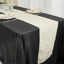 Ivory Accordion Crinkle Taffeta Fabric Linen Table Runner 12 Inch x 108 Inch