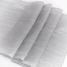 Silver Accordion Crinkle Taffeta Fabric Table Linen Runner 12 Inch x 108 Inch