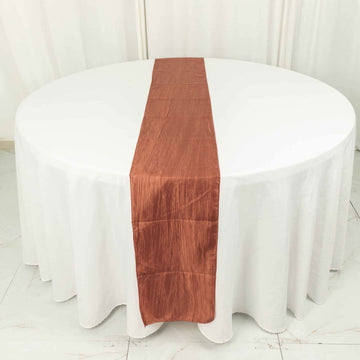 Terracotta (Rust) Accordion Crinkle Taffeta Linen Table Runner 12"x108"