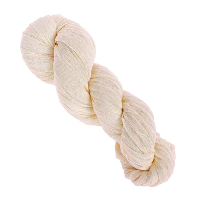 Natural beige fabric yarn skein on white background