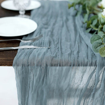 Create Unforgettable Memories with the Dusty Blue Gauze Cheesecloth Boho Table Runner