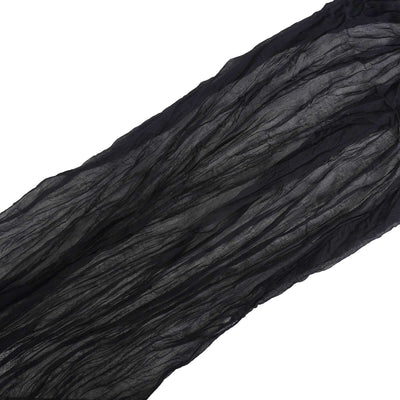 Black textured scarf with a flowing design on a white background