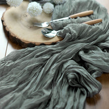 10 Feet Gray Gauze Cheesecloth Table Runner#whtbkgd