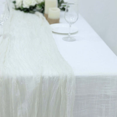 Gauze cheesecloth table runners for rustic and boho event tables