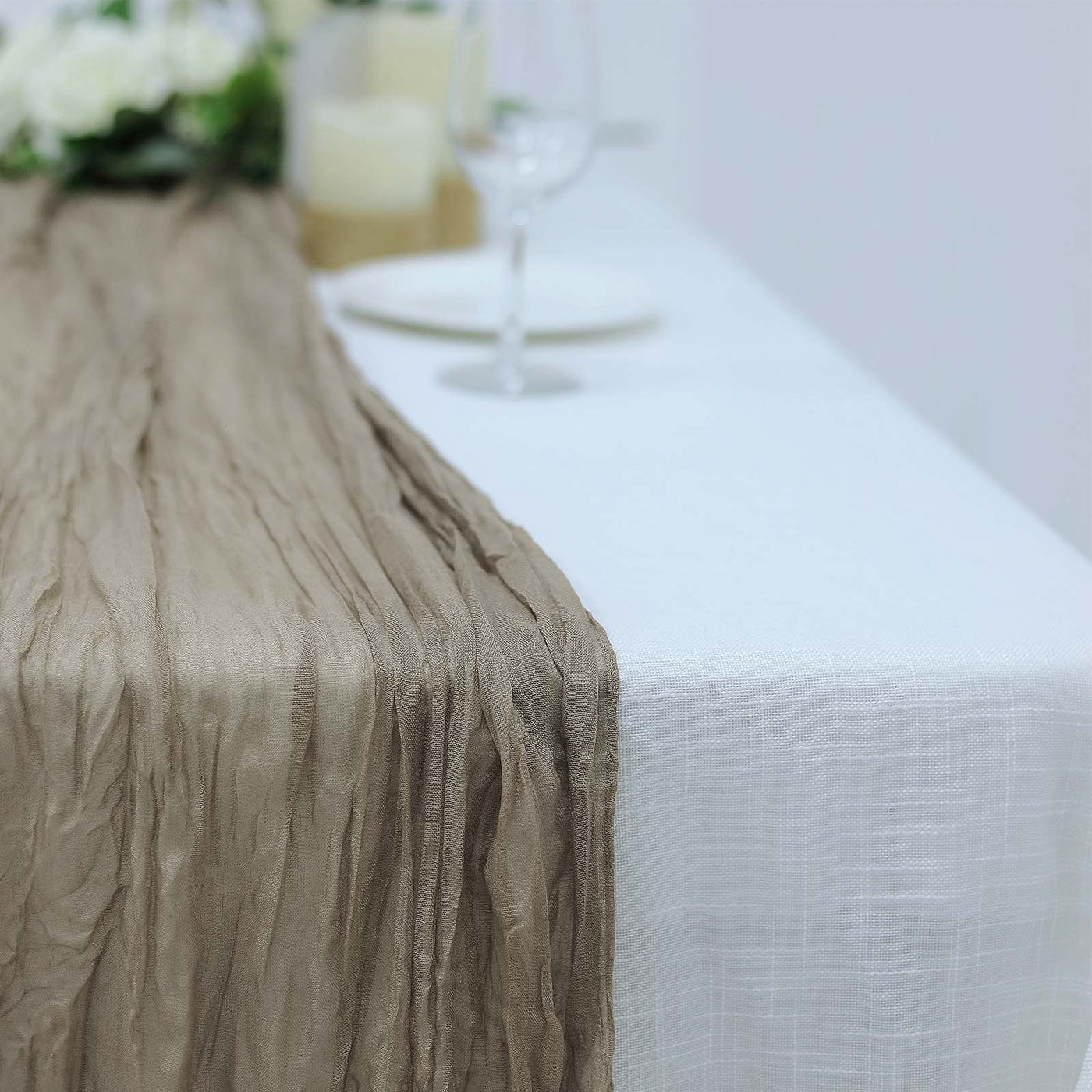 10ft Natural Gauze Cheesecloth Table Runner | eFavormart.com