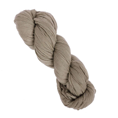 Brown textured fabric yarn skein on a white background